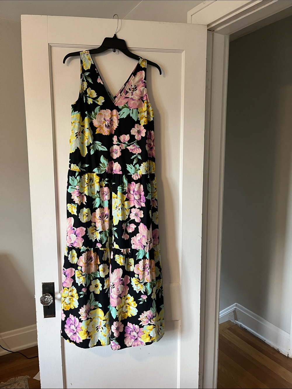 Who What Wear Black Maxi Dress with Floral Print